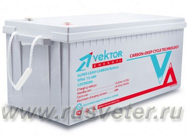 Аккумулятор VEKTOR VPbC 12-200, Carbon